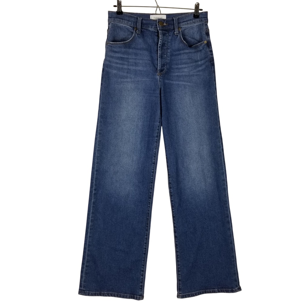 Evereve The Ever Trouser Jeans Women 28 Blue High Rise Wide Leg Denim